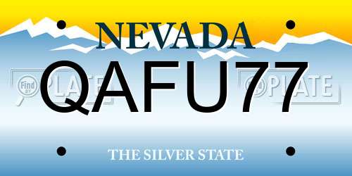 QAFU77 Nevada License Plate