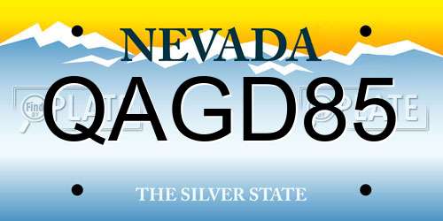QAGD85 Nevada License Plate