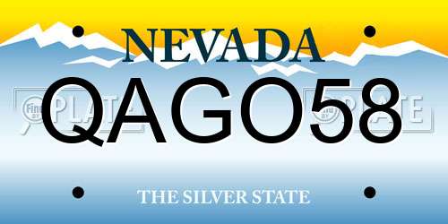 QAGO58 Nevada License Plate