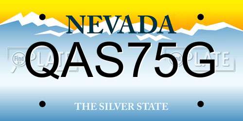 QAS75G Nevada License Plate