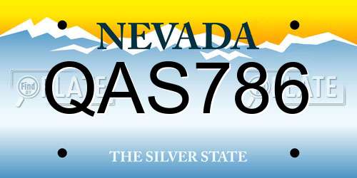 QAS786 Nevada License Plate