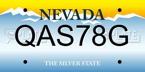QAS78G Nevada License Plate