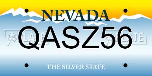 QASZ56 Nevada License Plate