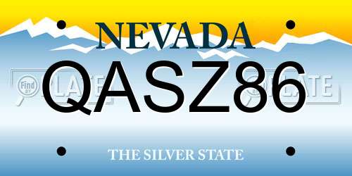QASZ86 Nevada License Plate