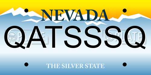 QATSSSQ Nevada License Plate