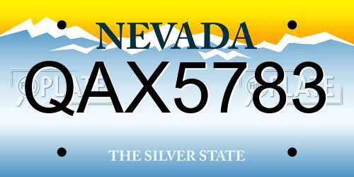 QAX5783 Nevada License Plate