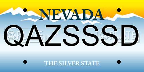 QAZSSSD Nevada License Plate