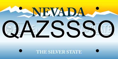 QAZSSSO Nevada License Plate