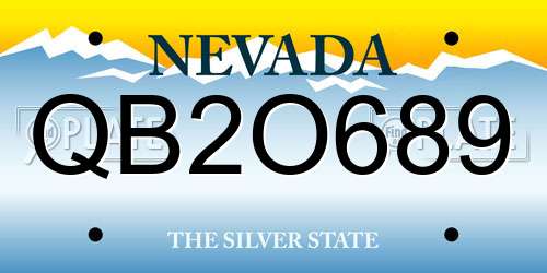 QB2O689 Nevada License Plate