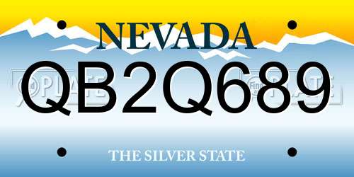 QB2Q689 Nevada License Plate