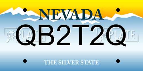 QB2T2Q Nevada License Plate