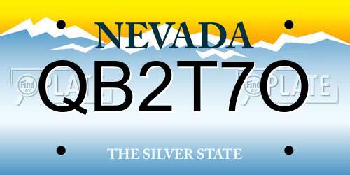 QB2T7O Nevada License Plate