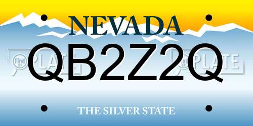 QB2Z2Q Nevada License Plate