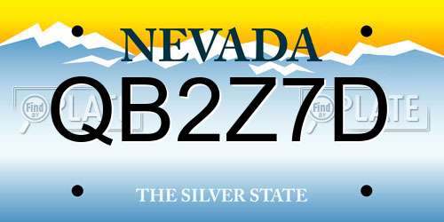 QB2Z7D Nevada License Plate