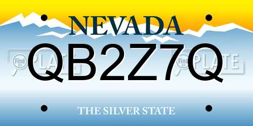 QB2Z7Q Nevada License Plate