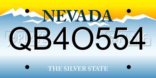 QB4O554 Nevada License Plate