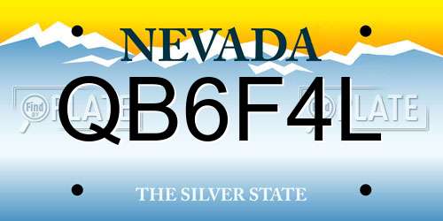 QB6F4L Nevada License Plate