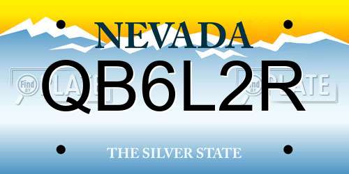 QB6L2R Nevada License Plate