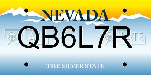 QB6L7R Nevada License Plate