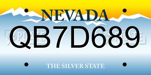 QB7D689 Nevada License Plate