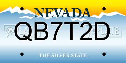 QB7T2D Nevada License Plate