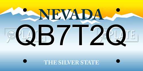 QB7T2Q Nevada License Plate