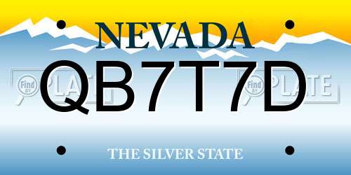 QB7T7D Nevada License Plate