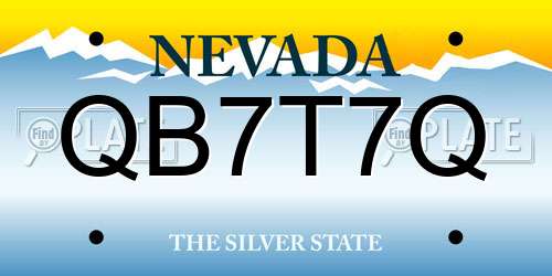 QB7T7Q Nevada License Plate