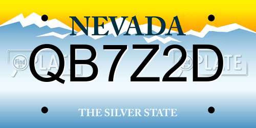 QB7Z2D Nevada License Plate