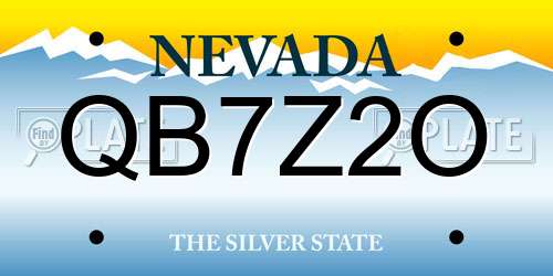 QB7Z2O Nevada License Plate