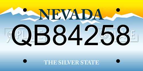 QB84258 Nevada License Plate