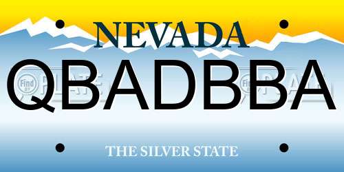 QBADBBA Nevada License Plate
