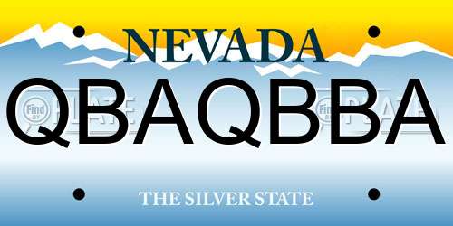 QBAQBBA Nevada License Plate
