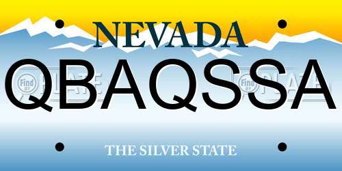 QBAQSSA Nevada License Plate