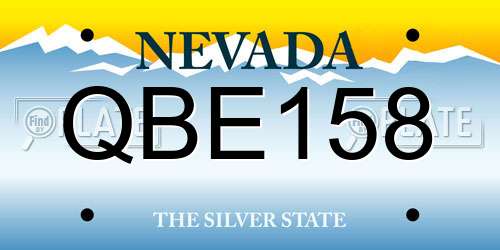 QBE158 Nevada License Plate