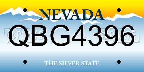 QBG4396 Nevada License Plate