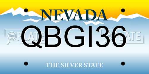 QBGI36 Nevada License Plate