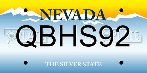 QBHS92 Nevada License Plate
