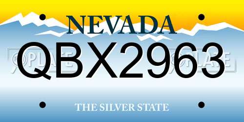 QBX2963 Nevada License Plate
