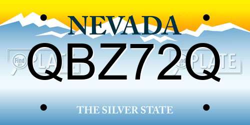 QBZ72Q Nevada License Plate