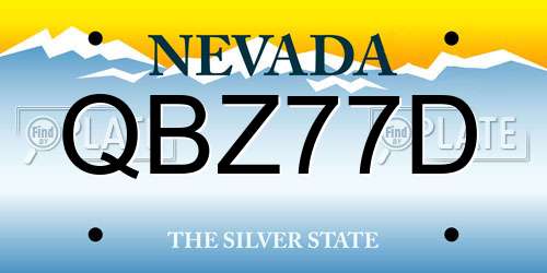 QBZ77D Nevada License Plate