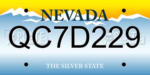 QC7D229 Nevada License Plate