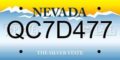 QC7D477 Nevada License Plate