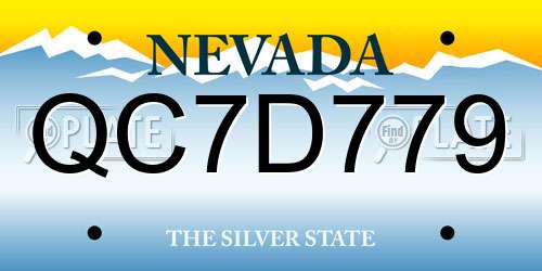 QC7D779 Nevada License Plate