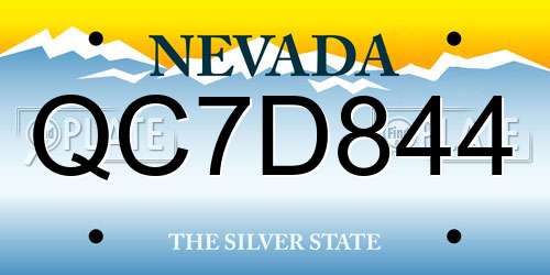 QC7D844 Nevada License Plate