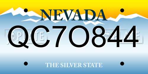 QC7O844 Nevada License Plate