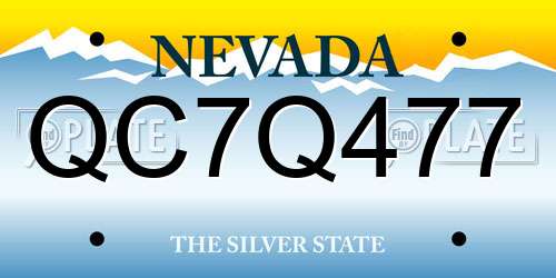 QC7Q477 Nevada License Plate