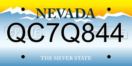 QC7Q844 Nevada License Plate