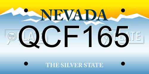 QCF165 Nevada License Plate