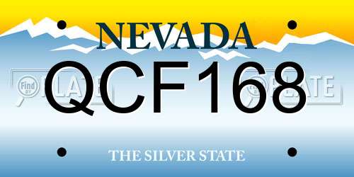 QCF168 Nevada License Plate